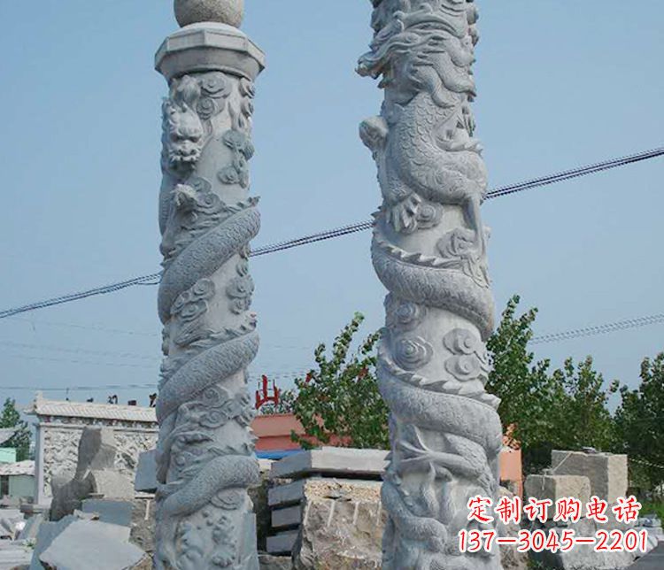 吉林高级雕刻工艺的大理石盘龙柱