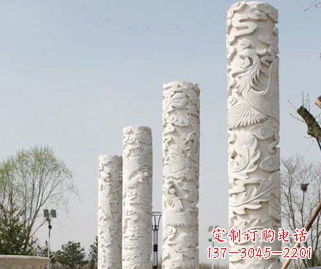 吉林尊贵优雅,凤凰浮雕龙柱景观石雕