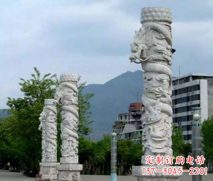 吉林精美工艺大理石龙柱雕塑