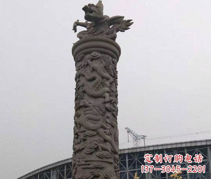 吉林中领雕塑|仿古盘龙柱石雕