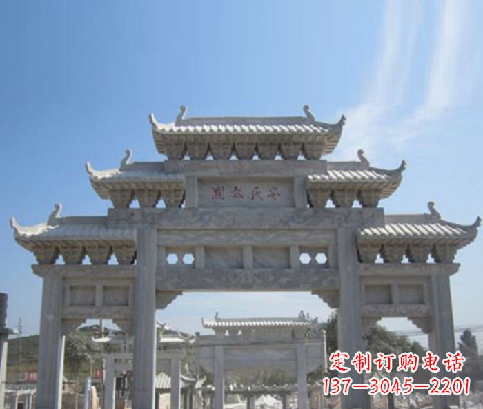吉林三门石雕牌坊精美雕塑