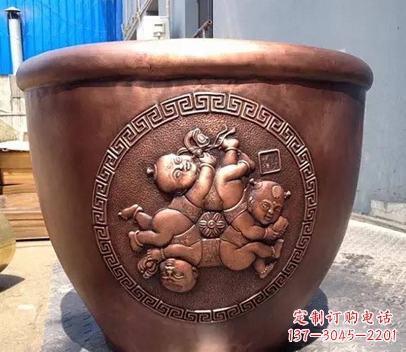 吉林中领雕塑出品，高端水缸铜雕塑