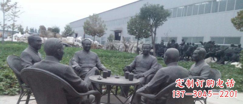 吉林广场伟人喝茶人物铜雕