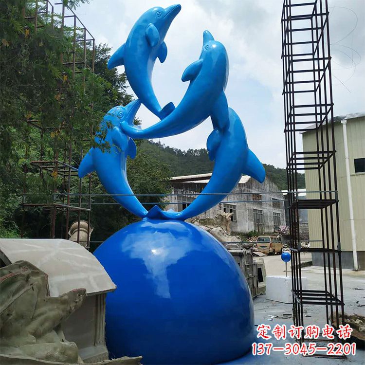 吉林海豚钢筋玻璃景观雕塑