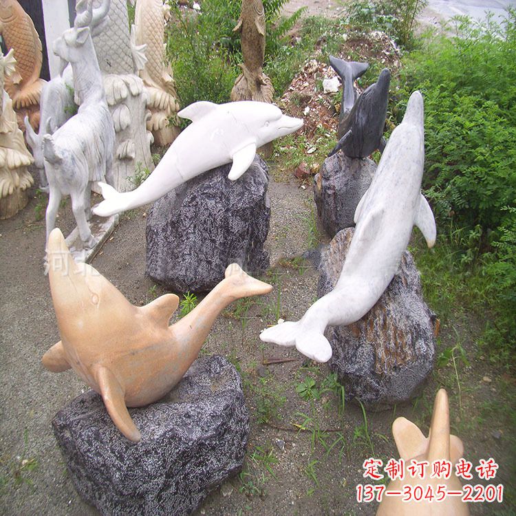 吉林海豚石雕塑，纯手工定制精美艺术品