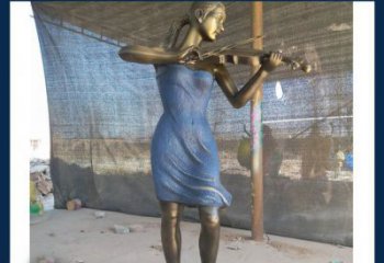 吉林精美细腻的西方美女拉小提琴人物雕塑