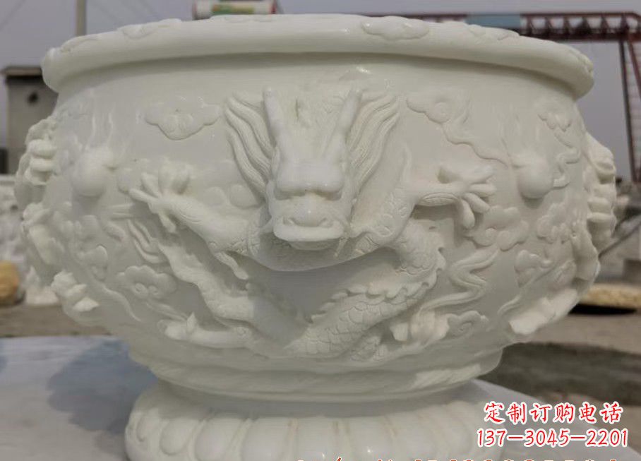 吉林中领雕塑汉白玉龙鱼缸雕塑,是由专业雕塑定…