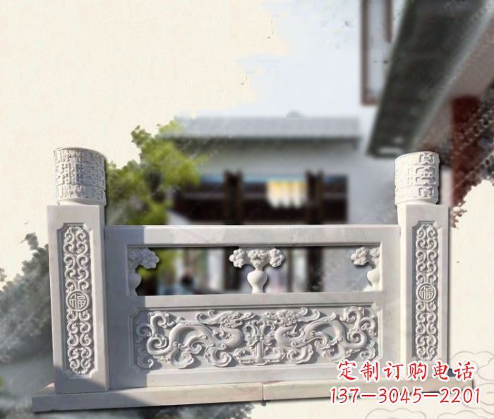 吉林汉白玉龙石栏板雕塑