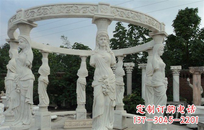 吉林汉白玉欧式凉亭雕塑,尽享悠然凉意
