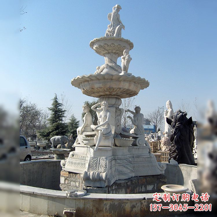 吉林精美汉白玉欧式人物喷泉雕塑