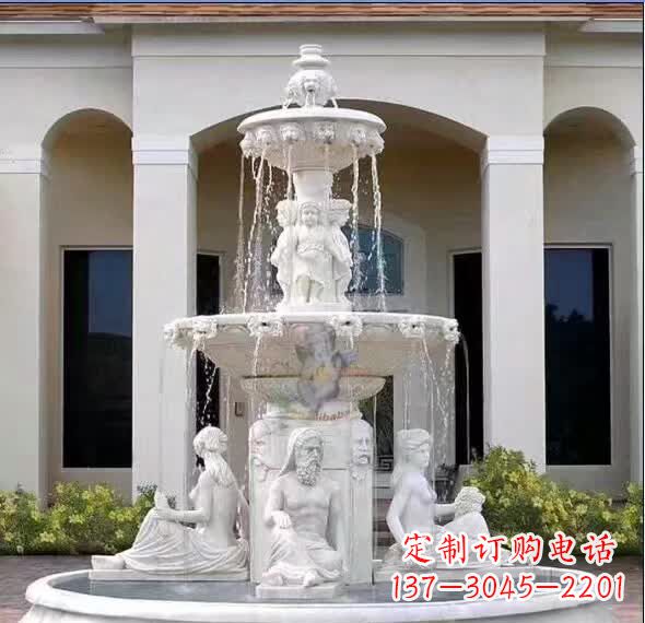 吉林汉白玉精美完美的喷泉雕塑