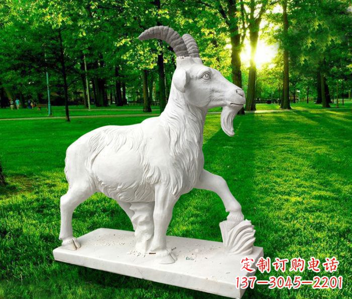 吉林汉白玉精美山羊雕塑