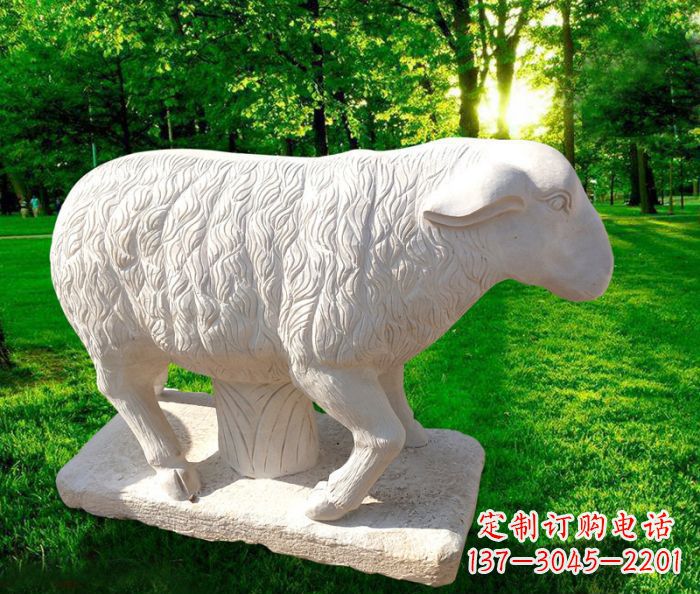 吉林汉白玉山羊公园动物石雕_1