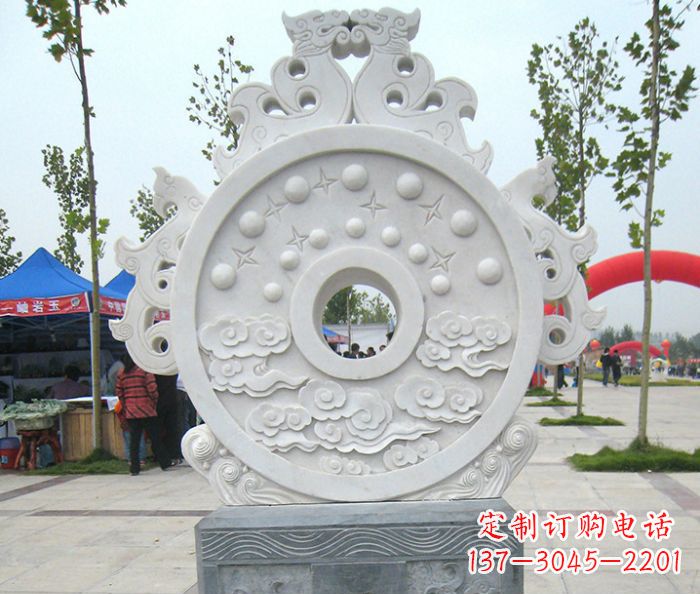 吉林精雕细琢汉白玉双龙石门墩雕塑