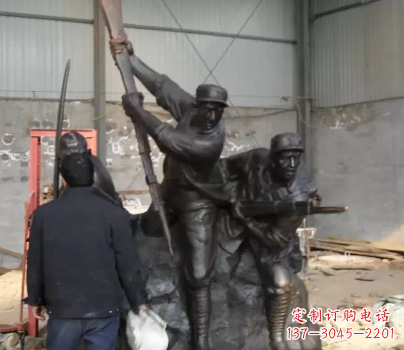 吉林红军冲锋广场人物铜雕