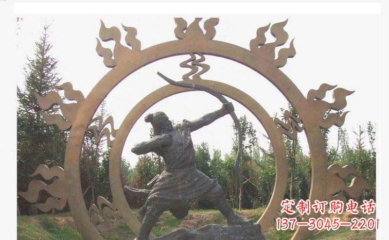 吉林后羿射日玻璃钢仿铜人物雕塑