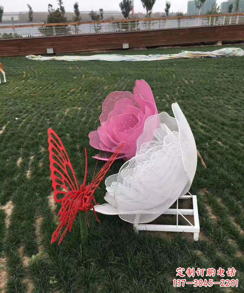 吉林户外不锈钢铁艺蝴蝶花朵雕塑