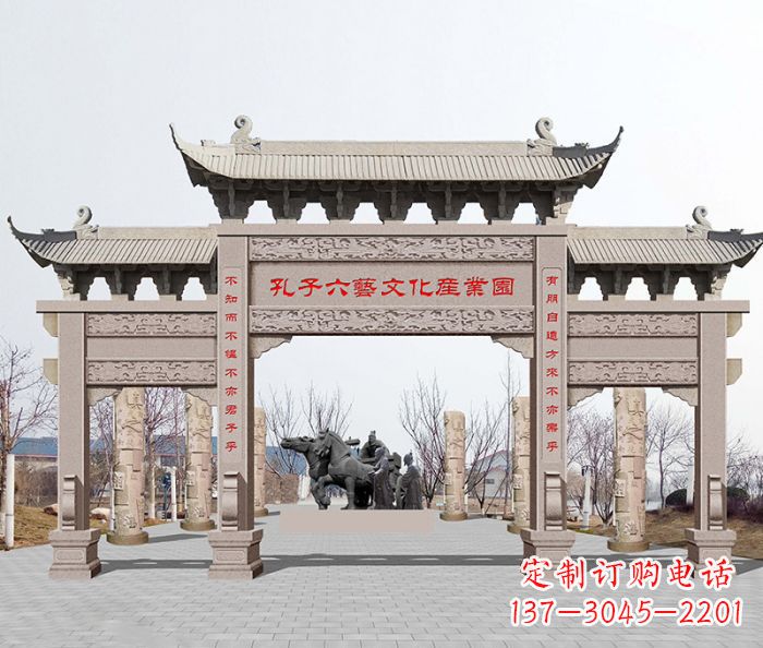吉林景区三门石雕牌坊-高质美观可靠的雕塑装置