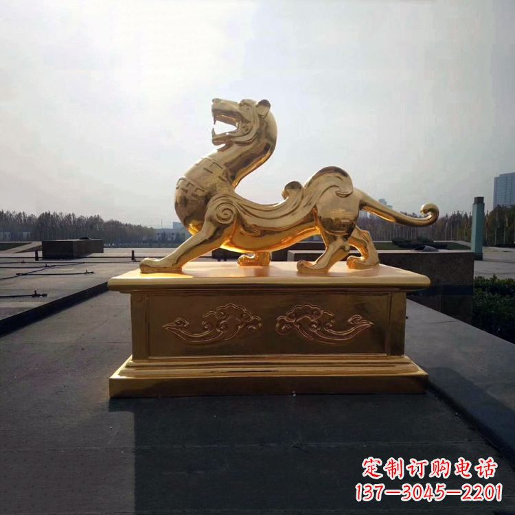 吉林引领神兽,虎魂鎏金铜雕