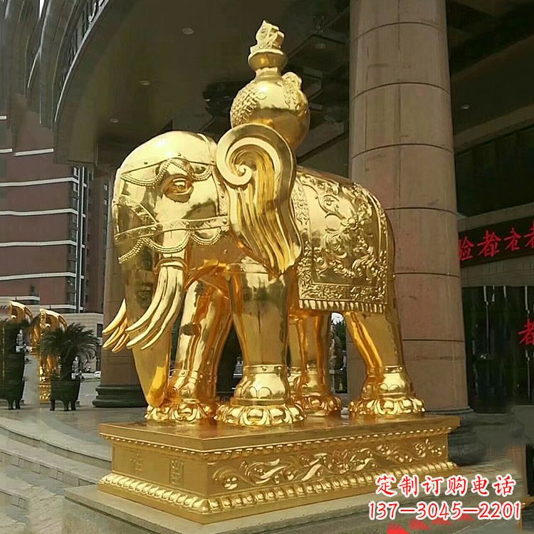 吉林鎏金大门大象铜雕，招财辟邪吉祥动物雕塑