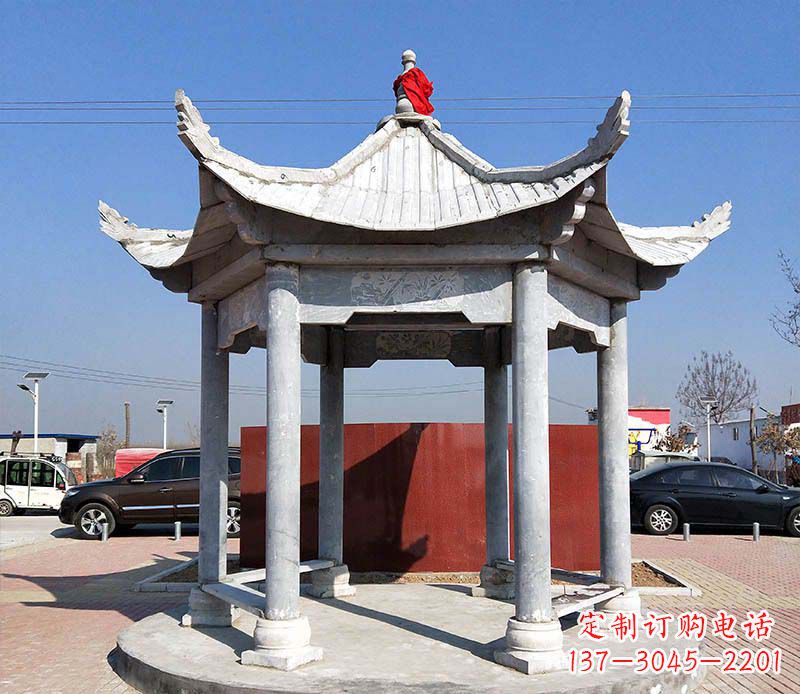 吉林六角仿古凉亭雕塑,古朴迷人