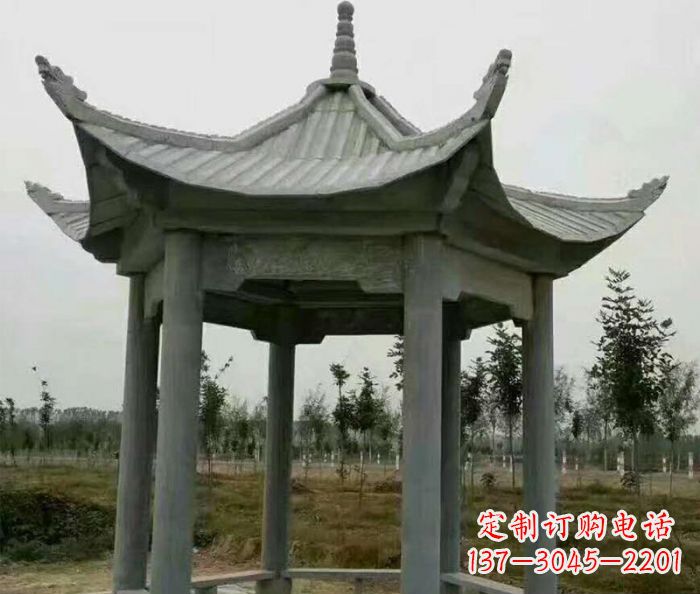 吉林精美六角石凉亭雕塑