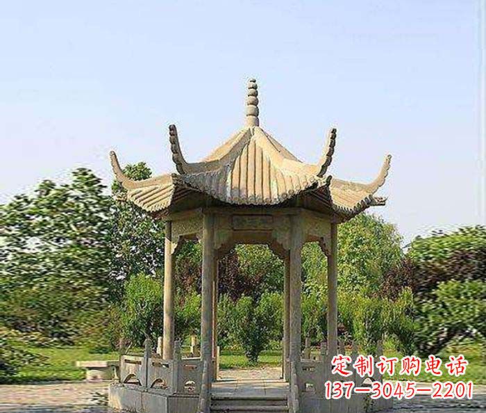 吉林六角石雕凉亭 (6)