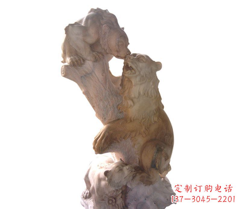 吉林母子狗熊石雕公园动物雕塑