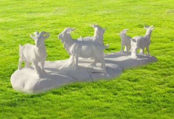 吉林中领雕塑：精致汉白玉公园动物山羊雕塑