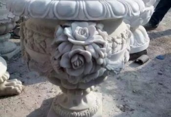 吉林花朵浮雕欧式花钵石雕