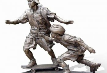 吉林激情滑板，艺术雕塑：城市滑冰男孩铜雕