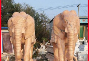 吉林中领雕塑大象雕塑石雕，让晚霞熠熠生辉