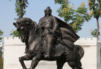 吉林将军骑马古代人物铜雕