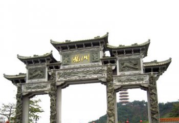 吉林龙山景区大型石头雕塑牌楼，定制之选