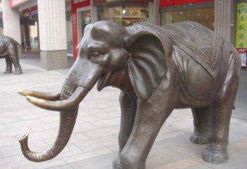 吉林祥和如意的铜制大象雕塑