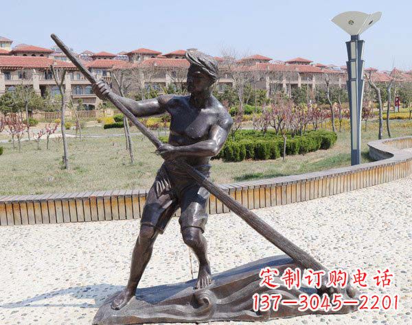 吉林男子划船铜雕塑