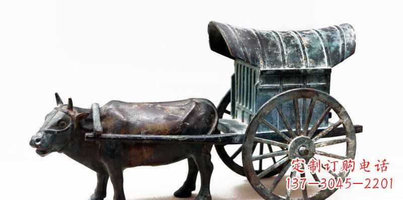 吉林定制牛车景观铜雕塑