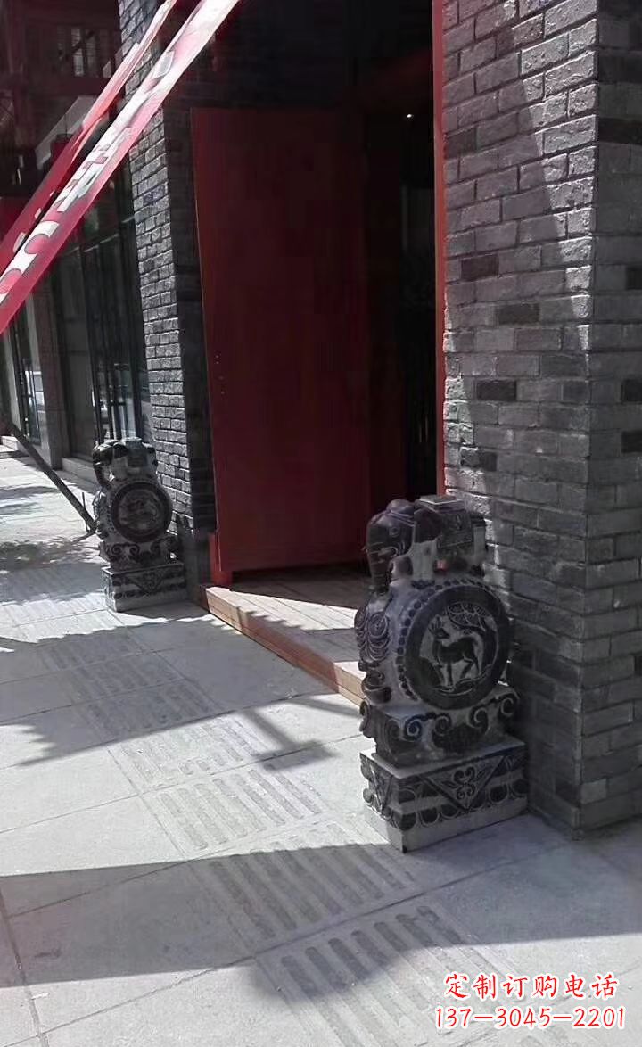 吉林青石雕刻大象门墩抱鼓石