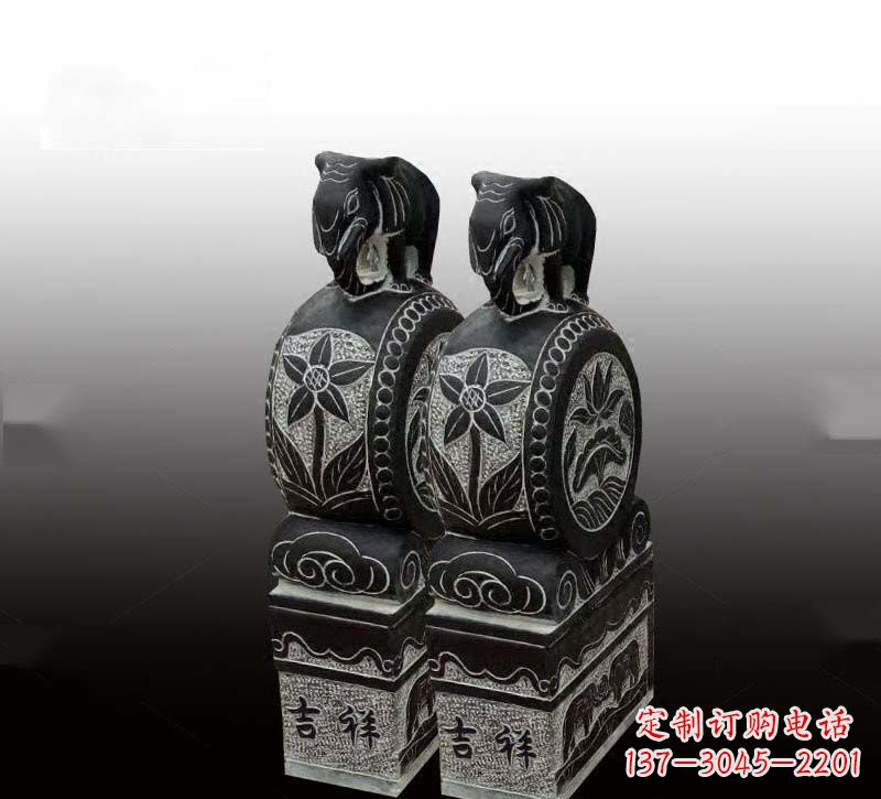 吉林高质感青石仿古大象门墩