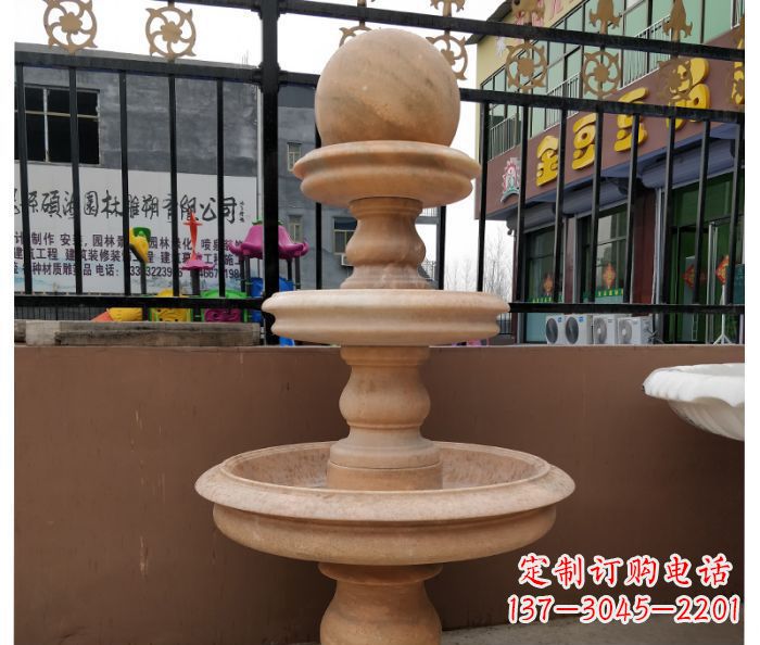 吉林风水球石雕,晚霞红别墅装饰精品