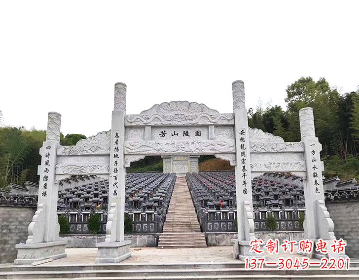 吉林精致雕刻的三门石牌坊雕塑