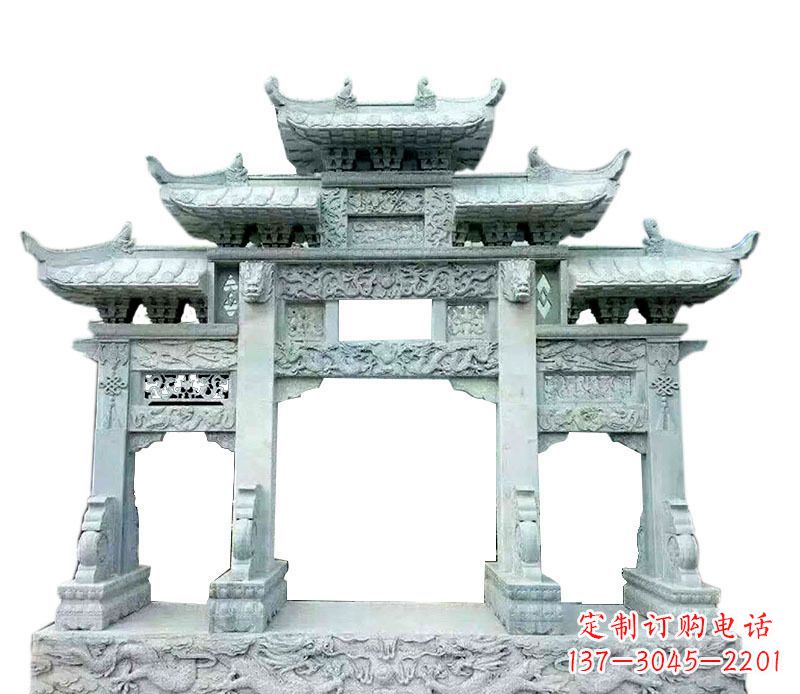 吉林中领雕塑仿古牌坊石雕定制