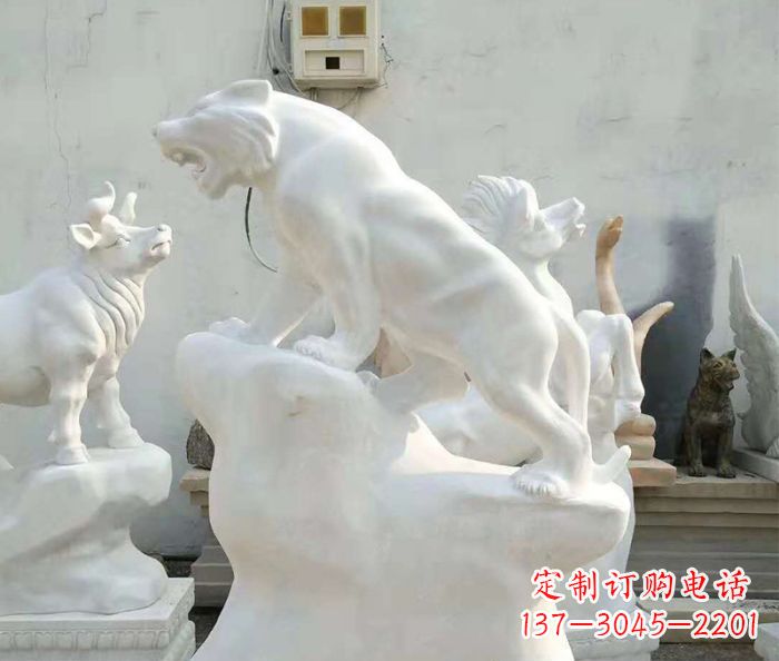 吉林生肖动物汉白玉老虎石雕