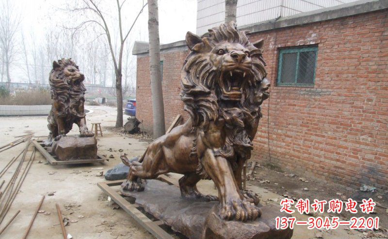 吉林狮子企业动物铜雕