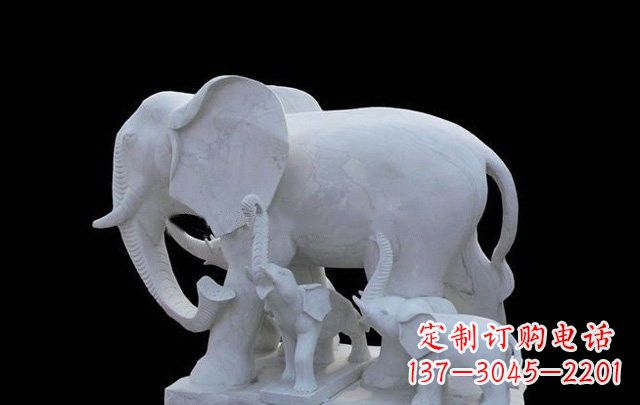 吉林石雕母子大象公园动物雕塑