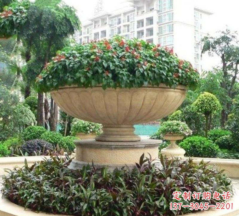 吉林石雕小区花盆