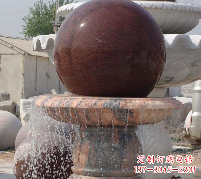 吉林石来运转小型风水球喷泉石雕