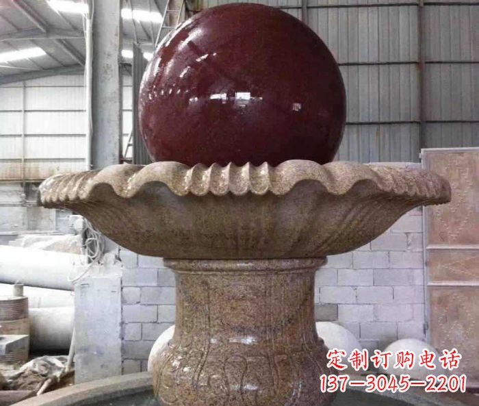 吉林石来运转小型风水球喷泉石雕 (2)