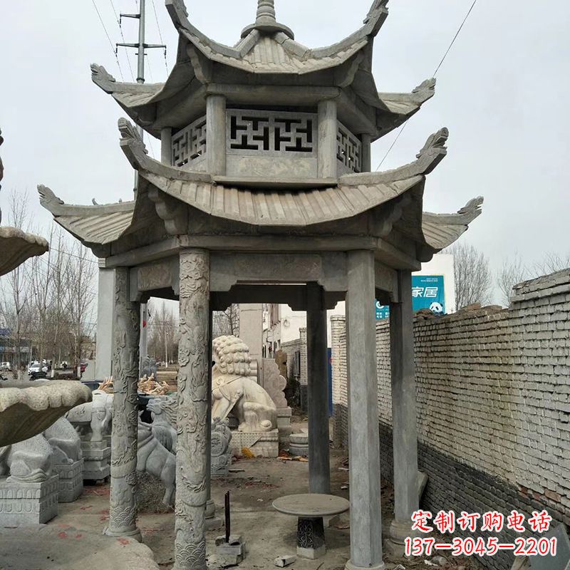 吉林双层大理石凉亭雕塑