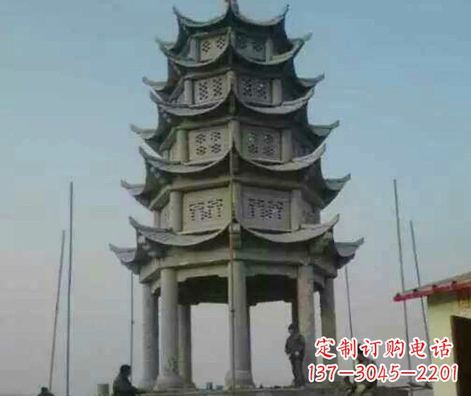吉林双层大理石凉亭石雕 (2)